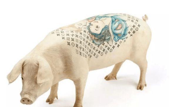 外国小伙给猪纹身因花纹奇特被香奈儿做成限量版包包净赚50万