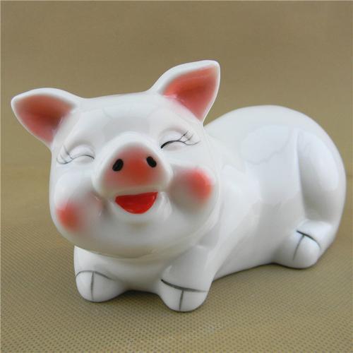 陶瓷小猪超萌超可爱开心猪富贵猪摆件陶瓷猪十二生肖风水摆件